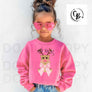 Toddler and Youth Christmas Girly Reindeer Bow SweatShirt