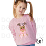 Toddler and Youth Christmas Girly Reindeer Bow SweatShirt
