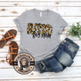 blessed boy mom leopard tee