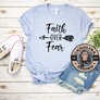 blue faith over fear t-shirt