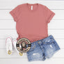 mauve t-shirt Be Strong and Courageous Bible Verse T-shirt