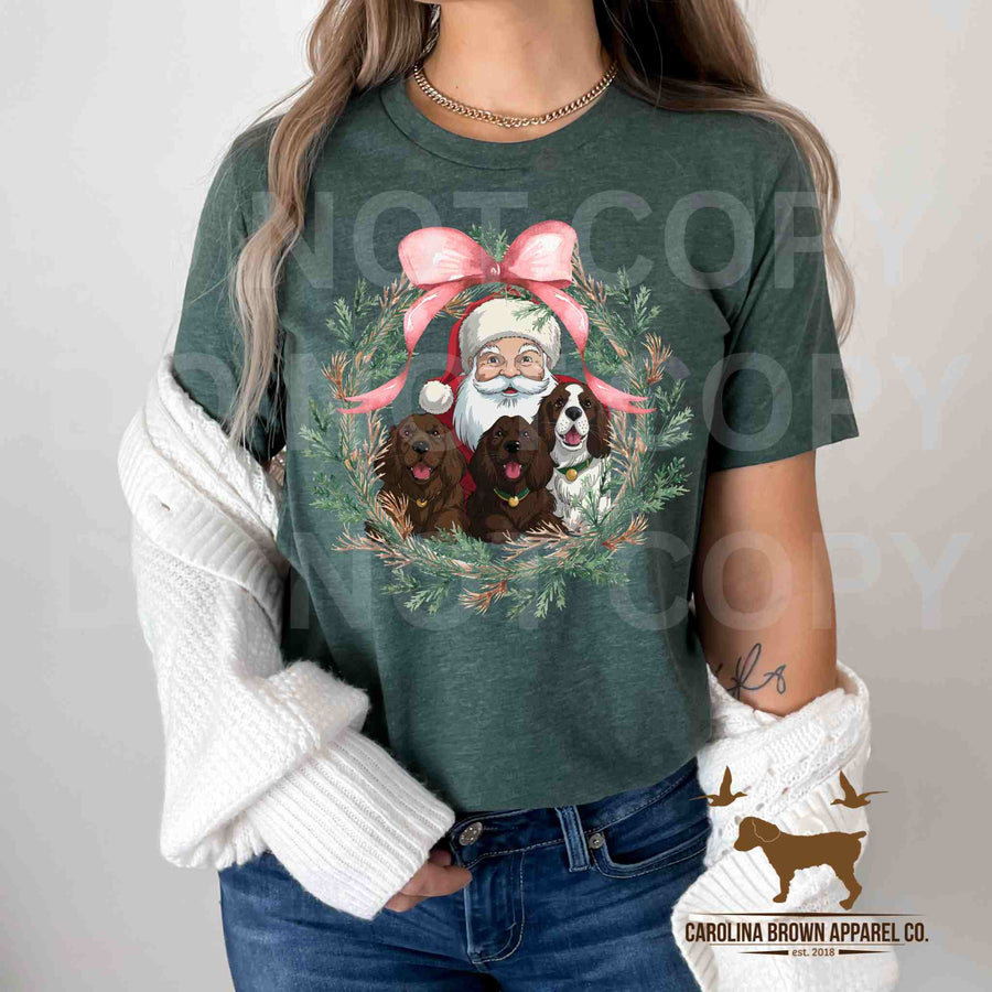 Santa and the Girls Boykin Spaniel T-Shirt