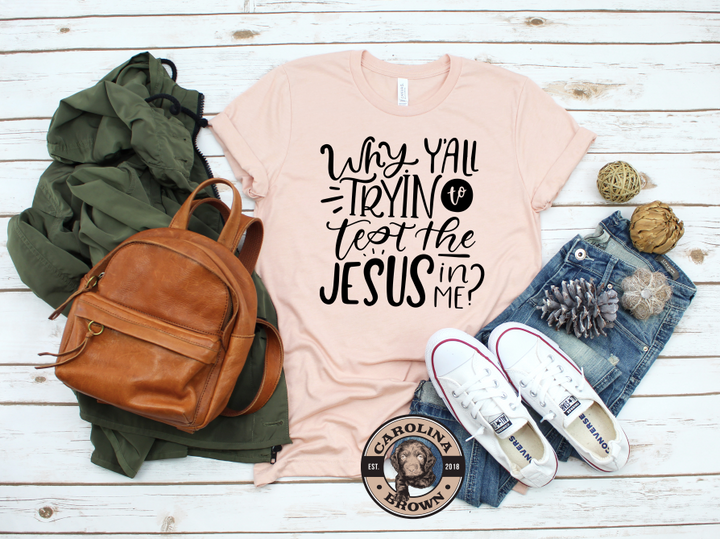 peach test the Jesus in me t-shirt