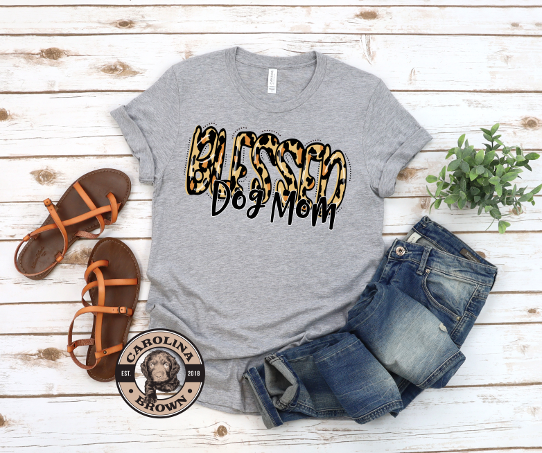 blessed dog mom grey t-shirt