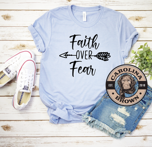 blue faith over fear t-shirt
