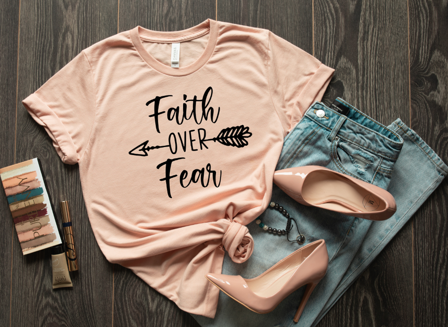 peach faith over fear t-shirt
