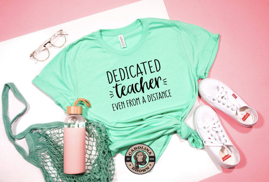 dedicated teacher mint green tee
