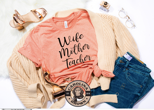 Wife Mother Teacher sunset t-shirt