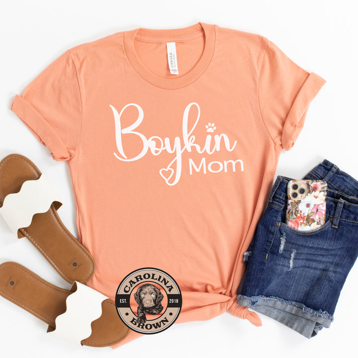 Boykin Spaniel Mom Round Neck T-Shirt