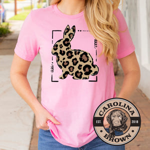 pink leopard easter bunny t-shirt